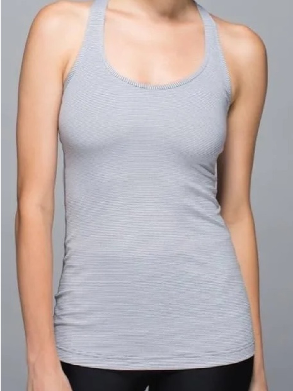 Lululemon Cool Racerback Tank Top – Heathered Gray Micro Stripe size 6